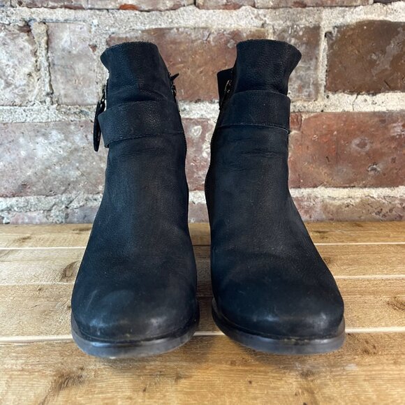 Paul Green Dallas Distressed Black Nubuck Ankle Bootie Size 8 - Picture 9 of 9